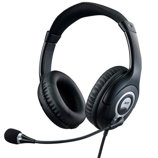 Audifonos Diadema Acer con cable y microfono, flexibles y ligeros, omnidireccional, Negros