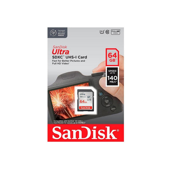 Tarjeta SD SanDisk  Secure Digital Ultra SDHC/SDXC 64GB UHS-I  140Mb/s C10 U1