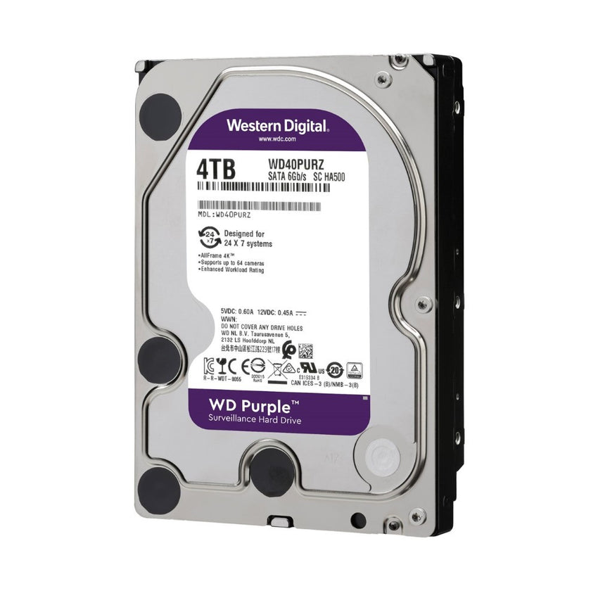 Disco Duro Western Digital PURPLE 4TB 5400RPM SATA 6Gbs Cache 256 MB 3,5in videovigilancia trabajo 24/7