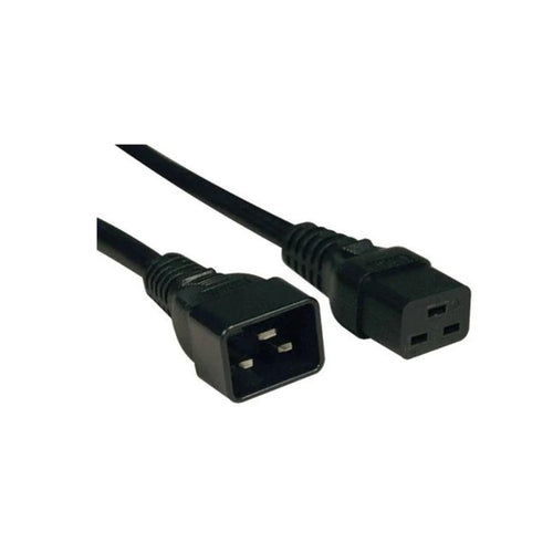 Cable de Extensión de Alimentación, C19 a C20 - Servicio Pesado, 20A, 250V, 12 AWG, 61 cm [2 pies], Negro