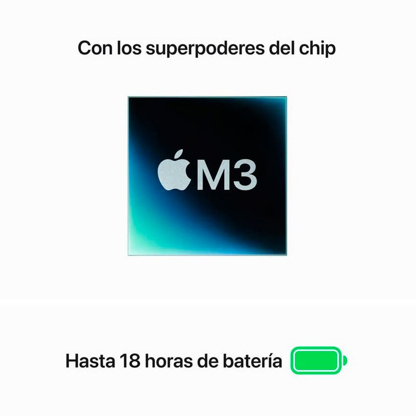 MacBook Air de 15 pulgadas: Chip M3 de Apple con CPU de ocho núcleos y GPU de diez núcleos, 8 GB, 256 GB SSD - Gris espacial