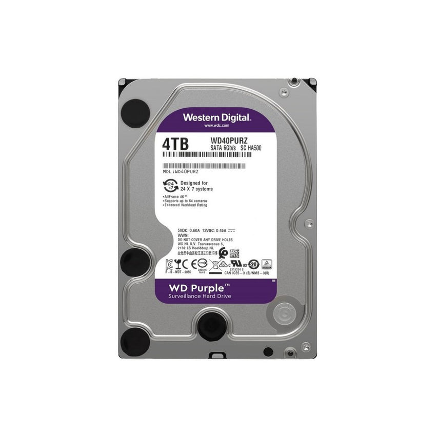 Disco Duro Western Digital PURPLE 4TB 5400RPM SATA 6Gbs Cache 64 MB 3,5in videovigilancia trabajo 24/7