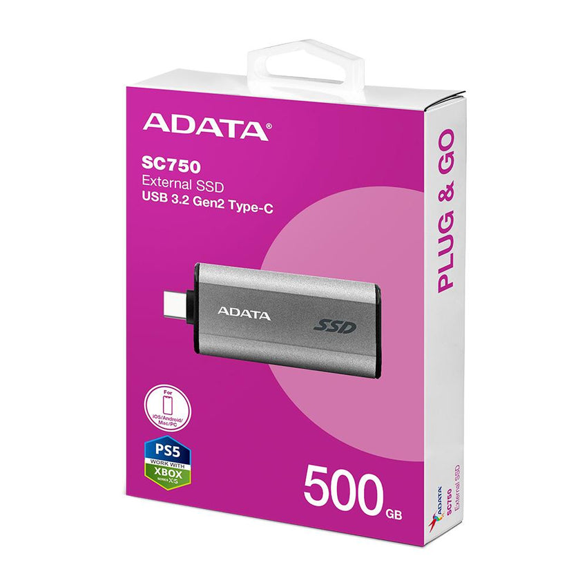 Unidad de Estado Solido ADATA externo 500GB  SC750