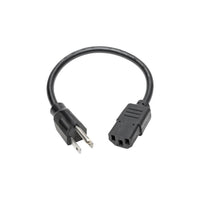 Cable de Alimentación para Computadora, NEMA 5-15P a C13 - 10A, 125V, 18 AWG, 30.5 cm [1 pie], Negro