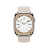 Apple Watch Series 8 (GPS) - Caja de aluminio en blanco estrella de 45 mm - Correa deportiva blanco estrella - Talla única