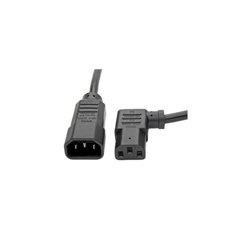 Cable de Extensión de Alimentación, C13 en Ángulo a la izquierda a C14 Estilo PDU - 10A, 250V, 18 AWG, 61 cm [2 pies], Negro