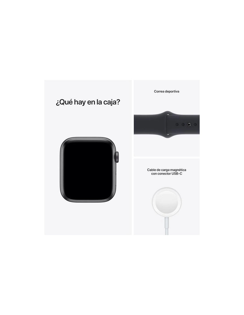 Apple Watch SE (GPS) Caja de aluminio en Gris Espacial de 44 mm Correa deportiva Medianoche