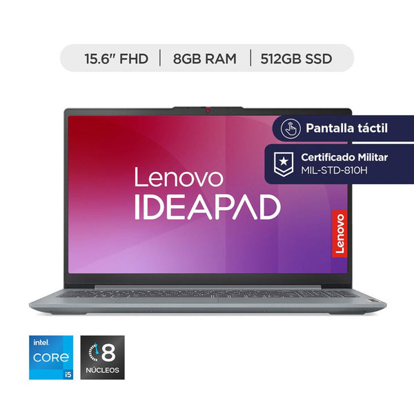 Portátil Lenovo IP Slim 3 15IAH8 Intel Core i5 12450H 15,6 Pulgadas FHD Touch Memoria 8GB Estado Solido 512GB Linux con Lector de Huella Color Gris
