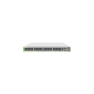 Switches Allied telesis Gigabit Ethernet Managed switch with 48 10/100/1000T POE ports, 2 SFP/Copper combo ports, 2 SFP/SFP+ uplink slots, single fixed AC power supply US Power Cord