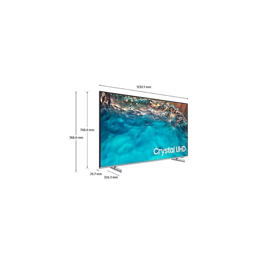Televisor Samsung FLAT LED Smart TV 55 pulgadas Crystal UHD 4K  /3,840 x 2,160 / DVB-T2 /LAN/ Bluetooth/ AirPlay 2 / Bixby desde el control /modo ambiente/ Modo Juego/ HDMI x 3/ USB x2 /abre y edita archivos de Office/ control de voz/Garantía 1 año