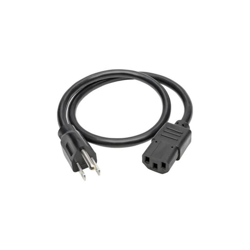 Cable de Alimentación de CA para Computadora de Escritorio, NEMA 5-15P a C13 - 13A, 125V, 16 AWG, 61 cm [2 pies], Negr