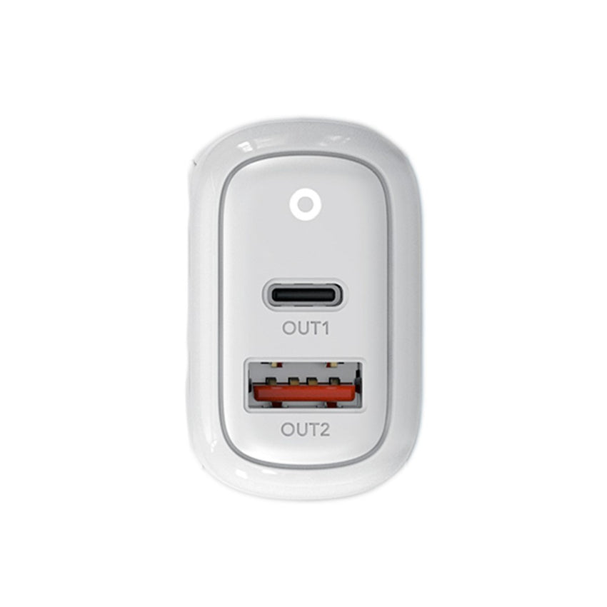 Adaptador Cargador Rápido De 2 Puertos Oraimo kit US OCW-E94D + Cable L53 White LAT