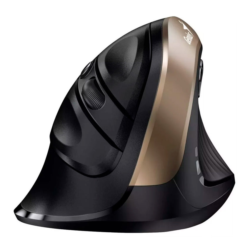 Mouse GENIUS Ergo  8250 Dorado Tipo: Optico/Botones: 6/Resolucion: 800 / 1200 / 1600 DPI/Interfaz: 2.4 GHz/Puerto USB/Alcance: 10 metros (sin interrumpir)/Alimentacion: 1 pila AA (incluida)/Medidas: 111.2 x 78.3 x 73.8 mm/Peso: 97 gr
