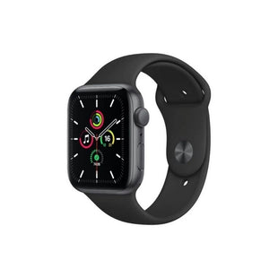 Apple Watch SE GPS, 44mm Space Gray Aluminium Case with Black Sport Band