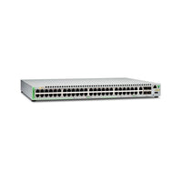 Switches Allied telesis Gigabit Ethernet Managed switch with 48 10/100/1000T POE ports, 2 SFP/Copper combo ports, 2 SFP/SFP+ uplink slots, single fixed AC power supply US Power Cord