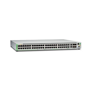 Switches Allied telesis Gigabit Ethernet Managed switch with 48 10/100/1000T POE ports, 2 SFP/Copper combo ports, 2 SFP/SFP+ uplink slots, single fixed AC power supply US Power Cord