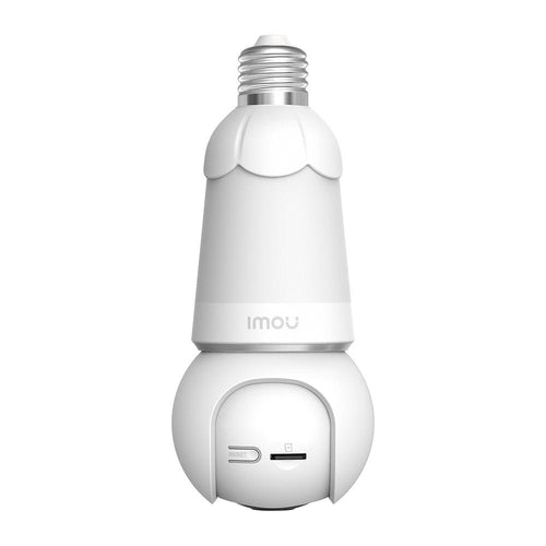 Bulb Cam IMOU Full Color 3MP DOMO WIFI 2K IR 25M Wi-Fi Lente 2.8mm 98° (H), 54° (V), 0~340° Pan, 90°Tilt, Smart IR: 25m DWDR, Compresion: H.265/H.264, Slot MicroSD hasta 256GB, Sirena de Alerta, AI (Deteccion de humano / Vehiculo), Audio 2 vias