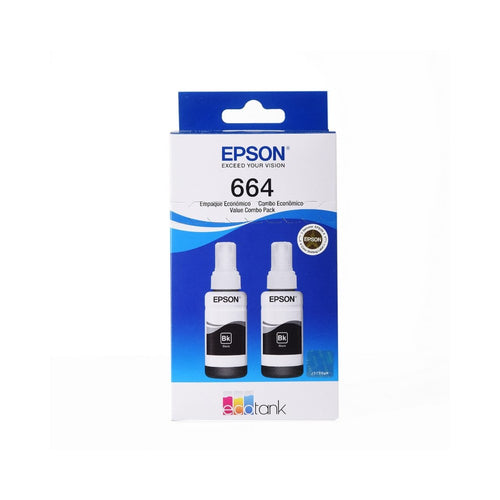 Botella Epson T664120 - Multipack 2 botellas Negras IMPRESORA EPSON L200/210/350/355/555 (4.500 paginas)