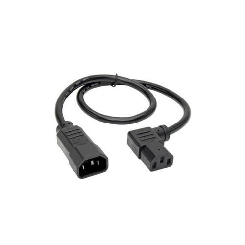 Cable de Extensión de Alimentación, C13 en Ángulo a la izquierda a C14 Estilo PDU - 10A, 250V, 18 AWG, 61 cm [2 pies], Negro