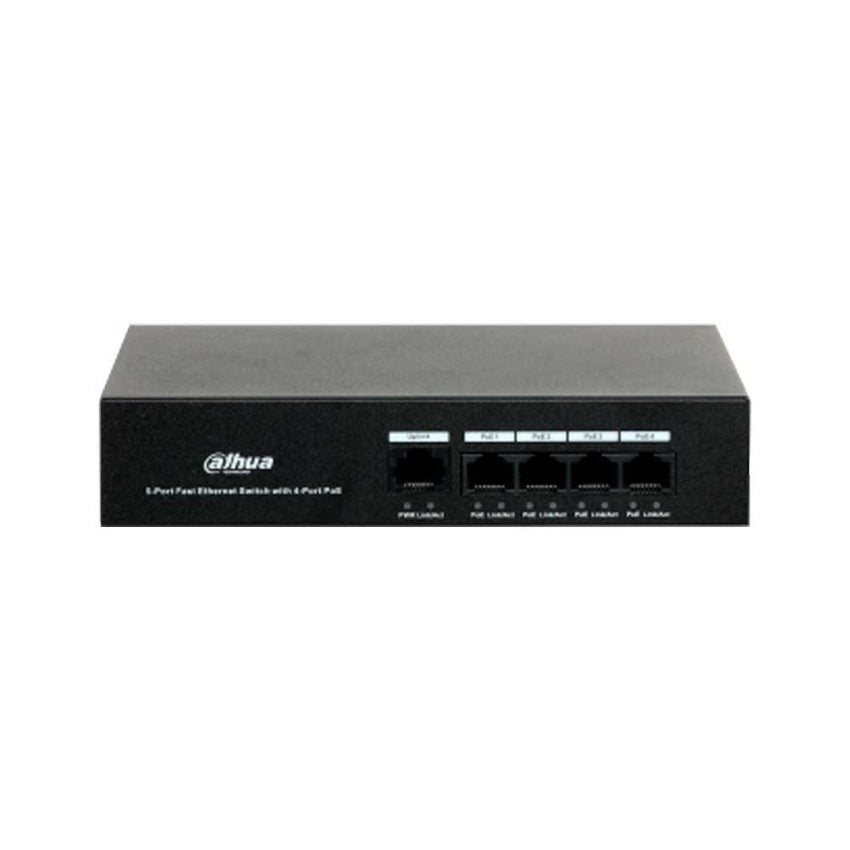 Switch PoE 5 puertos 10/100, 4 puertos PoE, 36 watts / Carcaza metálica