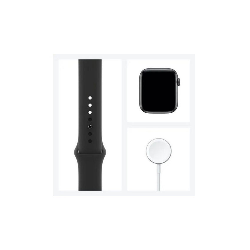 Apple Watch SE GPS, 44mm Space Gray Aluminium Case with Black Sport Band