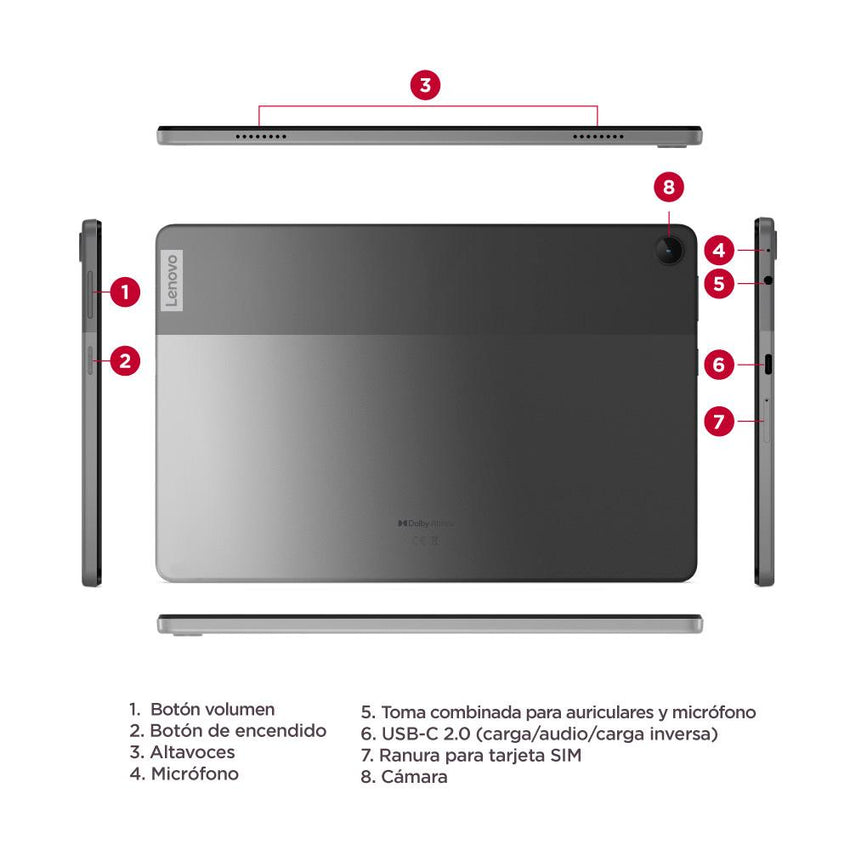 Tablet LENOVO 10.1” Pulgadas RAM 4GB Disco SSD 64GB COLOR Gris