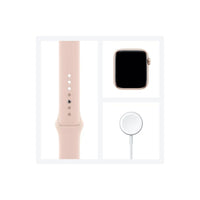 Apple Watch SE (GPS) - Caja de aluminio en oro de 44 mm - Correa deportiva rosa arena