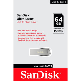 Memoria USB SanDisk Ultra Luxe 64GB Metálica