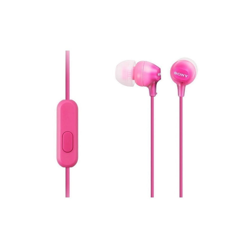 Audífonos Sony internos MDR-EX15AP Color Rosado, de silicona, ajuste seguro, micrófono integrado de alta calidad