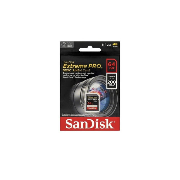 Tarjeta SD SanDisk Extreme PRO 64GB SDXC UHS-I Hasta  200 Mb/s C10,U3,V30
