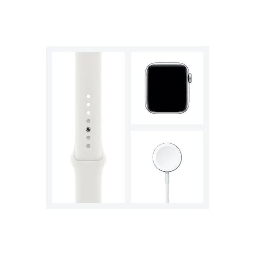 Apple Watch SE GPS, 40mm Silver Aluminium Case with White Sport Band
