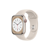 Apple Watch Series 8 (GPS) - Caja de aluminio en blanco estrella de 45 mm - Correa deportiva blanco estrella - Talla única