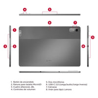 Tablet Lenovo P12 TB370U Pantalla 12,7 Pulgadas 3K Conectividad Solo Wifi Memoria 8GB + Almacenamiento 256GB Color Gris Incluye Teclado y Lapiz