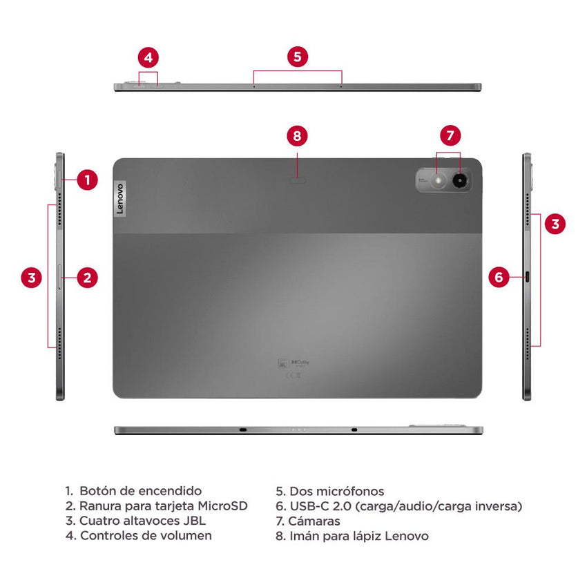 Tablet Lenovo P12 TB370U Pantalla 12,7 Pulgadas 3K Conectividad Solo Wifi Memoria 8GB + Almacenamiento 256GB Color Gris Incluye Teclado y Lapiz