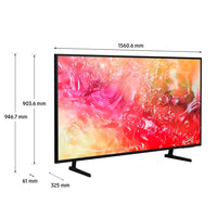 Televisor Samsung FLAT LED Smart TV 70 pulgadas Crystal UHD 4K  /3,840 x 2,160 /HDR / DVB-T2 /LAN /WIFI 5 / Bluetooth 5.2 / Google Meet / AirPlay 2 /modo ambiente/ Modo Juego/ HDMI x 3/ USB x1 /abre y edita archivos de Office/ Garantía 1 año, Ficha técnic