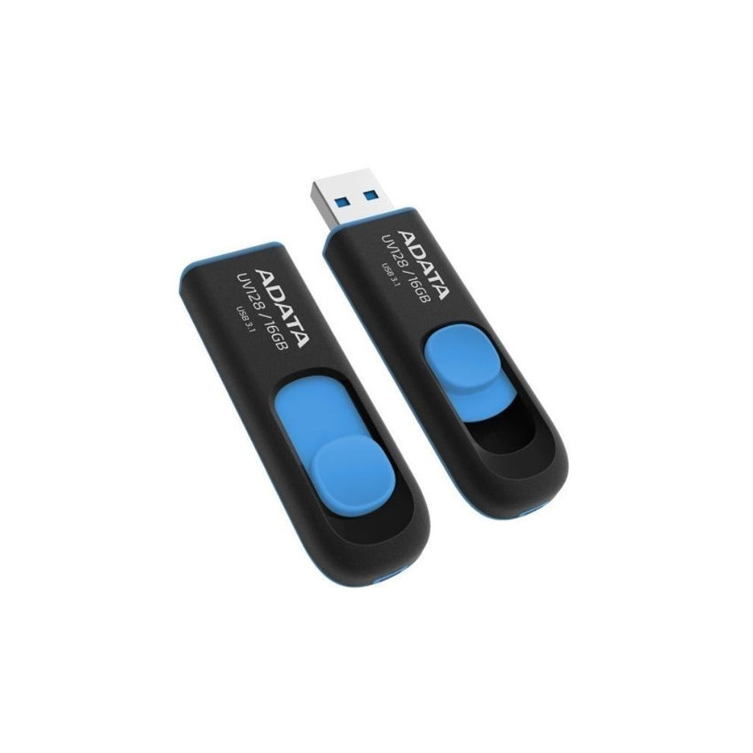 Memoria USB 3.0 ADATA UV128-16GB-Retráctil-Negro/Azul