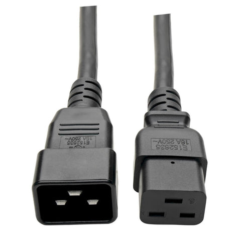 Cable de Extensión de Alimentación, C19 a C20 - Servicio Pesado, 20A, 250V, 12 AWG, 61 cm [2 pies], Negro