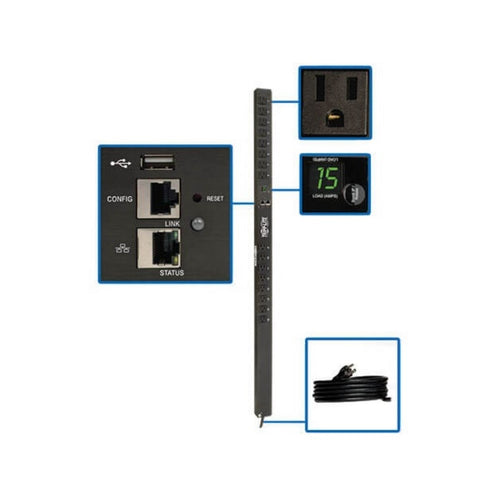 PDU Monitoreable Monofásico de 1.4kW con Interfaz de Plataforma LX, Tomacorrientes de 120V (16 5-15R), Cable de 3.05 m [10 pies] con Clavija 5-15P, 0U, TAA