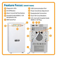 UPS SmartPro Interactivo de Grado Médico en Torre 120V 700VA 450W con 4 Tomacorrientes, Aislamiento Completo, USB, DB9