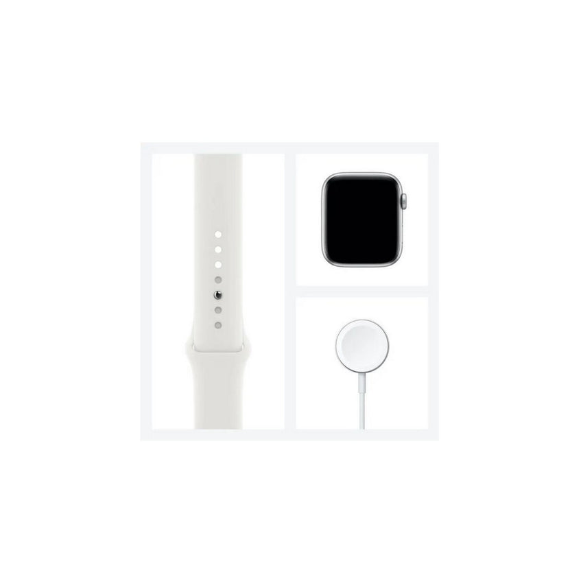 Apple Watch SE GPS, 44mm Silver Aluminium Case with White Sport Band