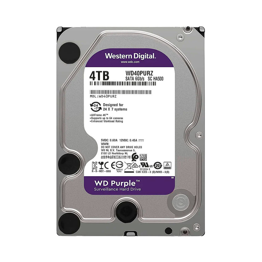 Disco Duro Western Digital PURPLE 4TB 5400RPM SATA 6Gbs Cache 256 MB 3,5in videovigilancia trabajo 24/7