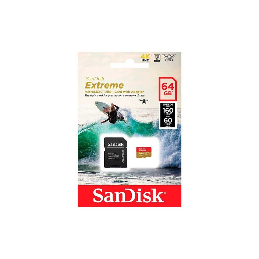 Tarjeta microSD SanDisk Extreme (Action Cam) UHS-I 64GB C10, U3, V30, A2