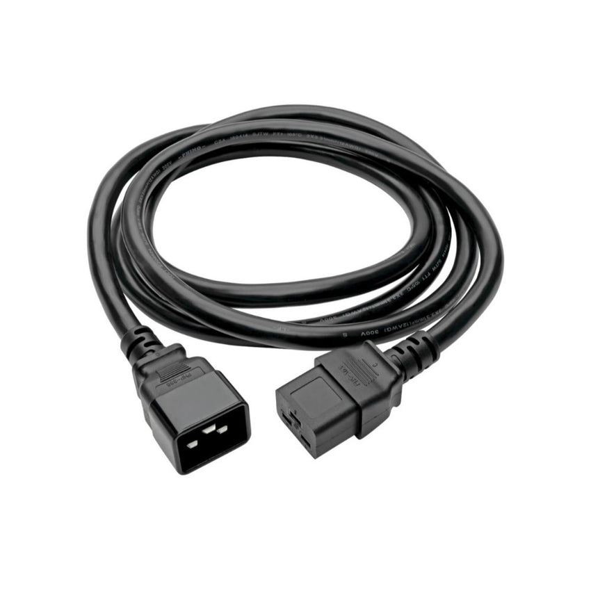 Cable de Extensión de Alimentación, C19 a C20 - Servicio Pesado, 20A, 250V, 12 AWG, 61 cm [2 pies], Negro