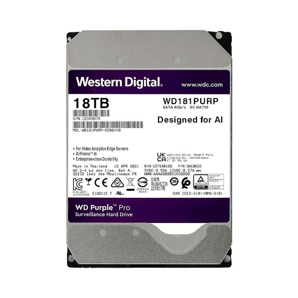 Disco duro para video inteligente WD Purple Pro 18TB- SATA- 3,5 Inch-7200 -512 MB GARANTIA 5 AÑOS