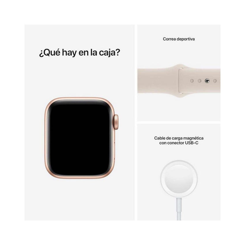 Apple Watch SE (GPS) - Caja de aluminio en oro de 40 mm - Correa deportiva blanco estrella - Talla única