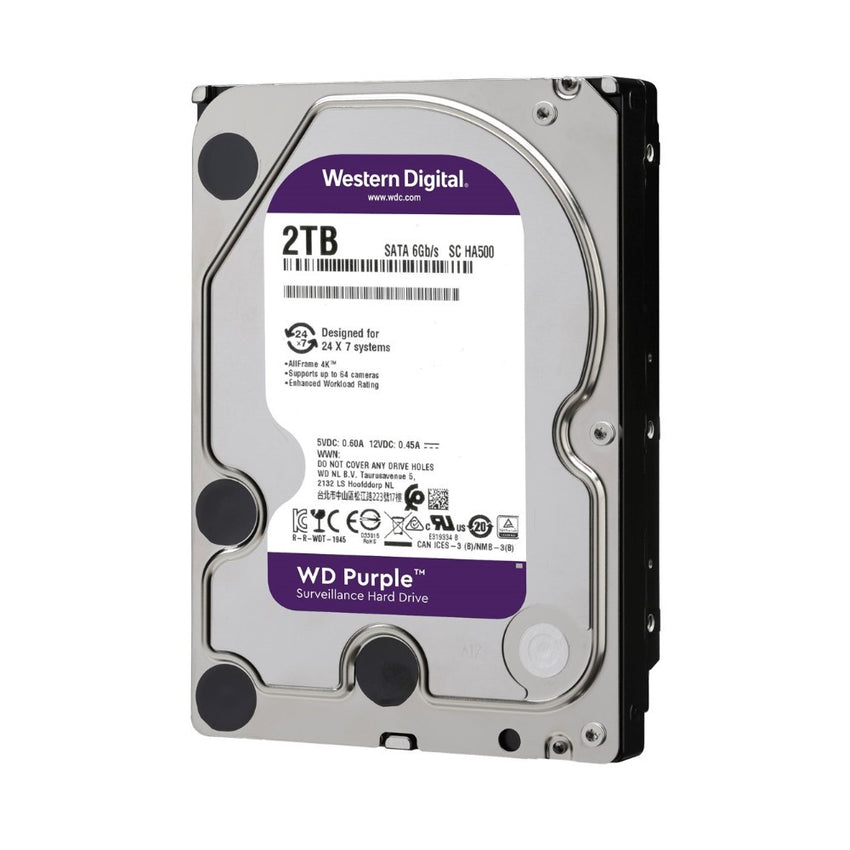 Disco Duro Western Digital PURPLE 2TB 5400RPM SATA 6Gbs Cache 256 MB 3,5in videovigilancia trabajo 24/7