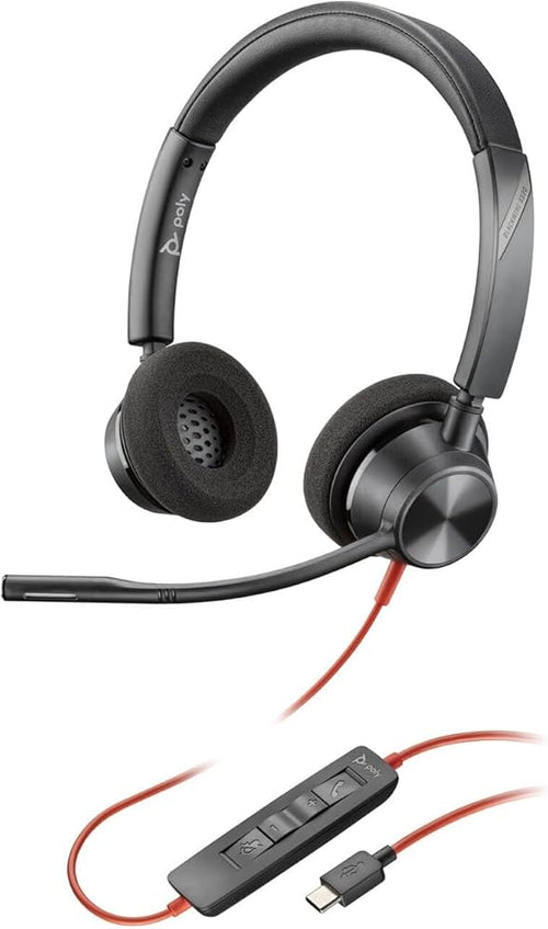 Poly Blackwire 3320 Stereo Microsoft Teams Certified USB-C Headset +USB-C/A Adapter