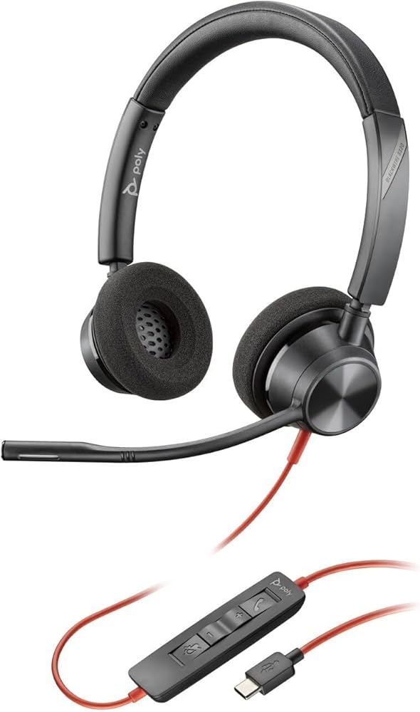 Poly Blackwire 3320 Stereo Microsoft Teams Certified USB-C Headset +USB-C/A Adapter