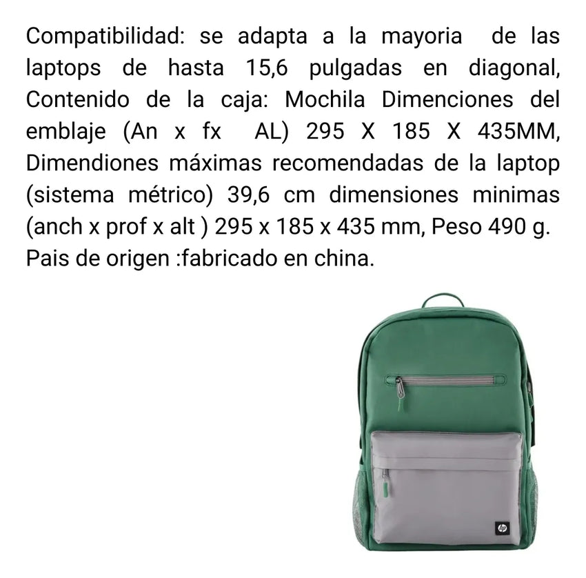Mochila Campus Green HP 7J595AA