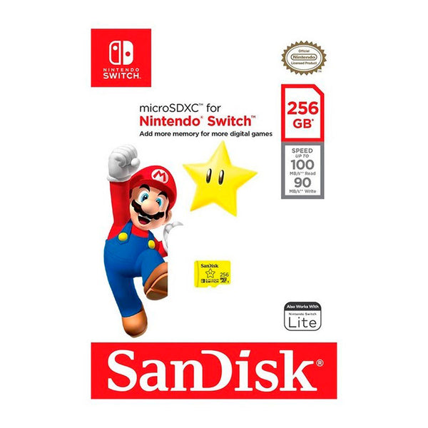 Memoria Micro SD SANDISK 256GB Nintendo Switch UHS-I COLOR Amarillo